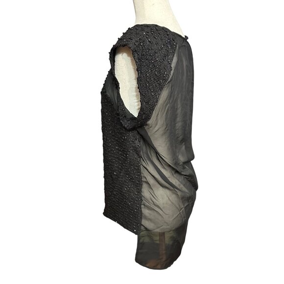 Maurices Shirt Women M NWT Black Shimmer Sheer Back High Low Hem Party New Years - Picture 2 of 11